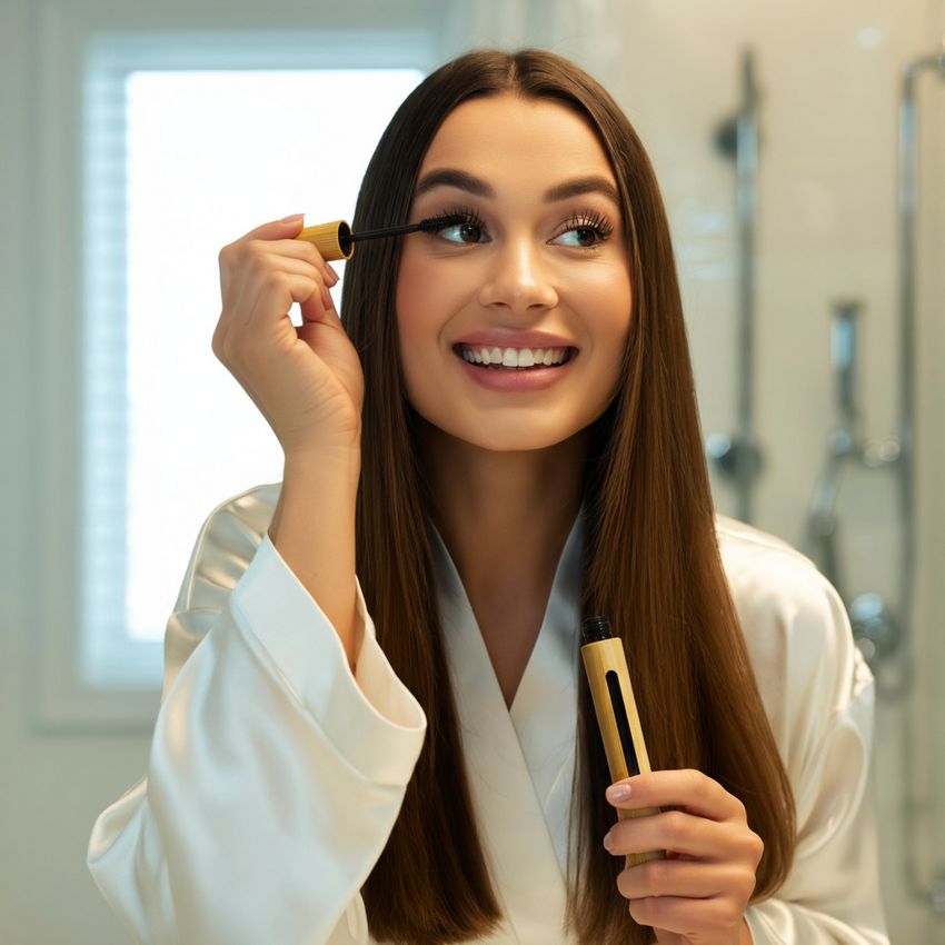Mujer Usando Rimel Naturalmente Vivo